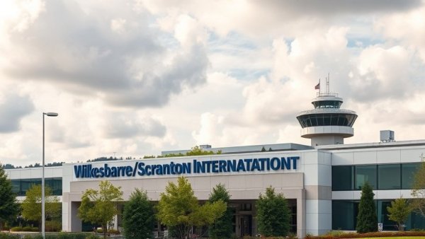 Wilkes-Barre/Scranton International Airport entrance with control tower.