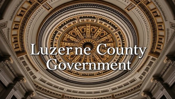 Luzerne County Government text on ornate ceiling, snowstorm preparedness
