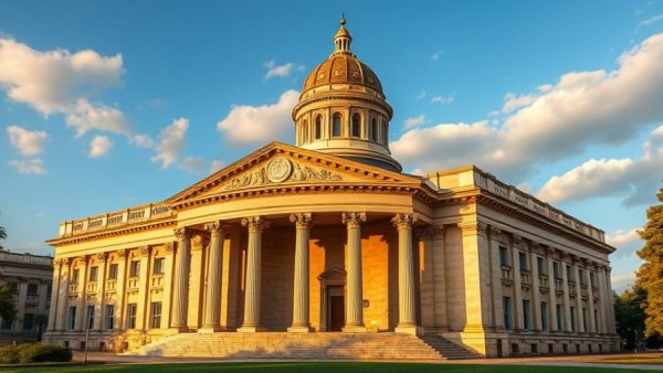 Luzerne County courthouse, architectural grandeur at sunset