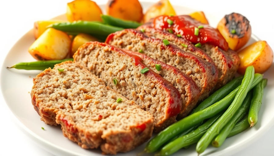 Dairy-free, egg-free meatloaf with potatoes and green beans.