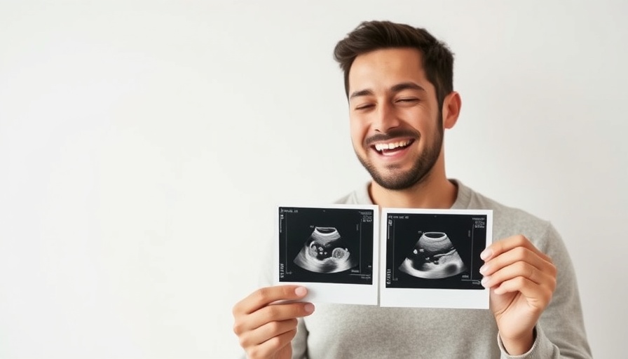 Growing family in DFW: Happy couple holding ultrasound images in a bright setting.