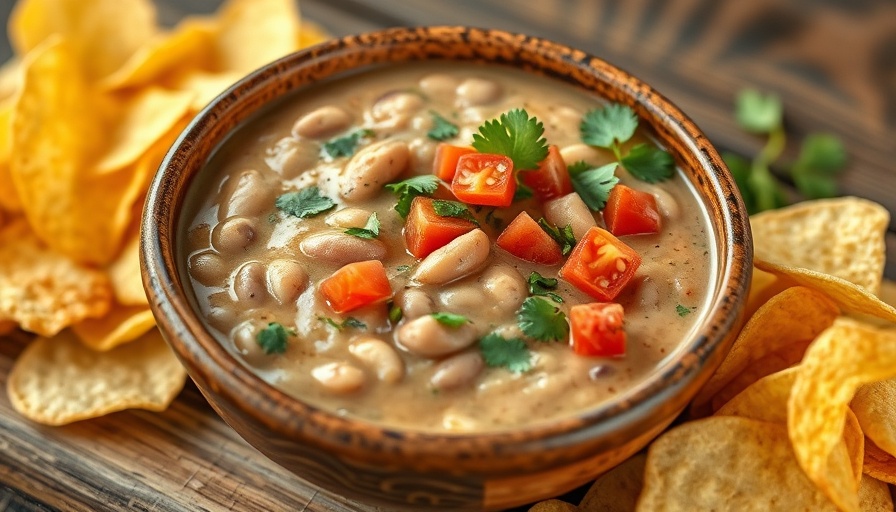 Delicious Ranchero refried beans with garnish.