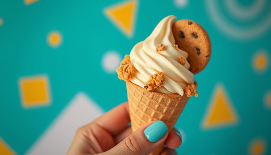 Austin frozen treat shops: ice cream cone with patterned background.