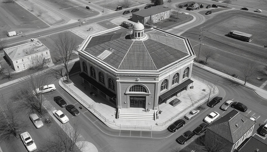 Vaudeville at the Sportatorium aerial view of historic building.