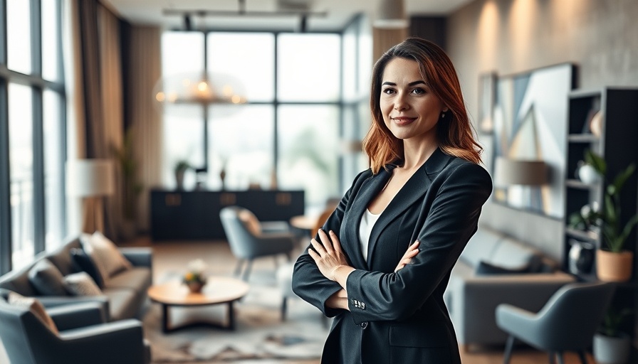Elegant woman discussing interior design in a modern setting.