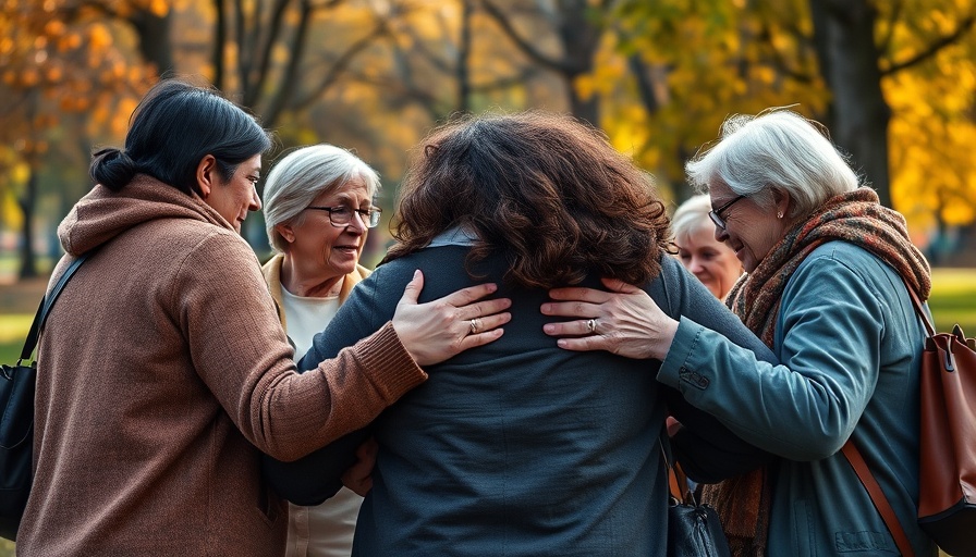 Community support gathering showing empathy and connection.