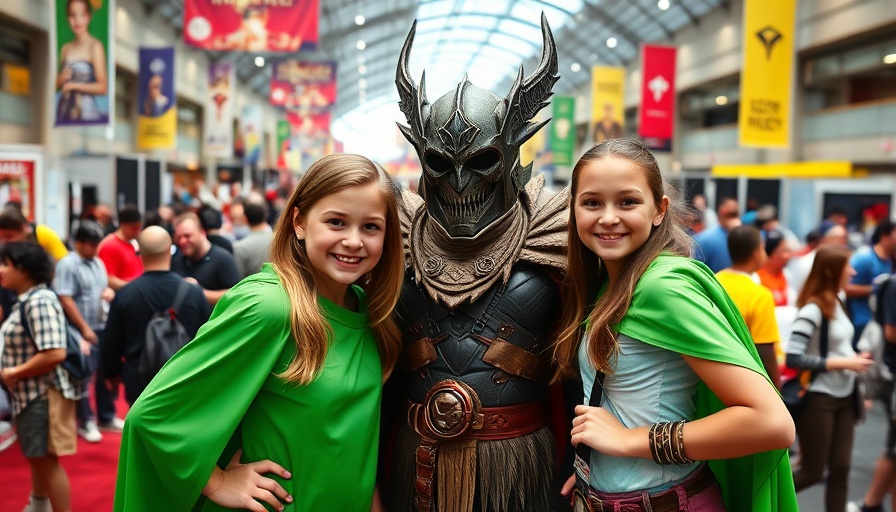 Fan Expo Dallas 2025: Children in green capes with a costumed character.