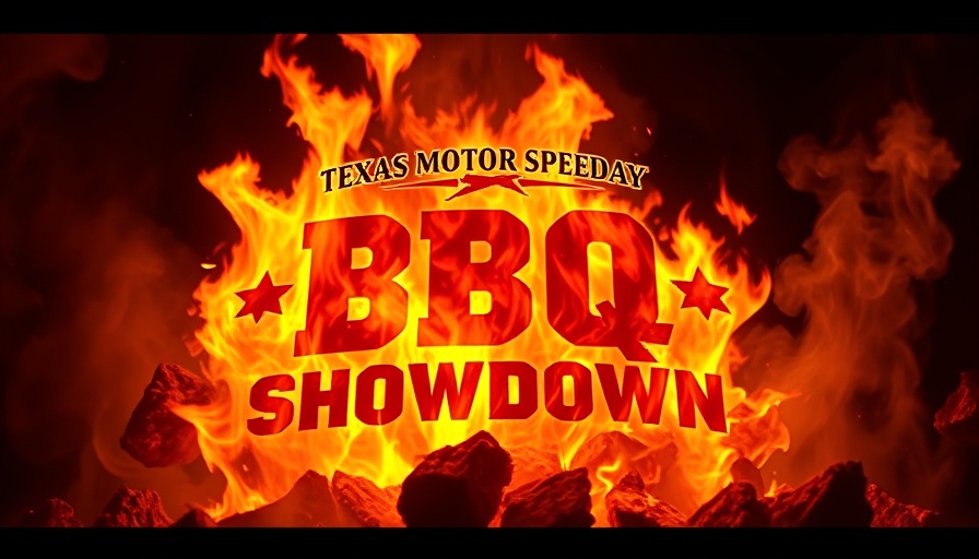 Texas Motor Speedway BBQ Showdown logo with flames.