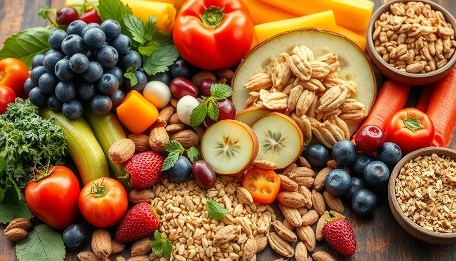Fibermaxxing foods displayed on a rustic table.
