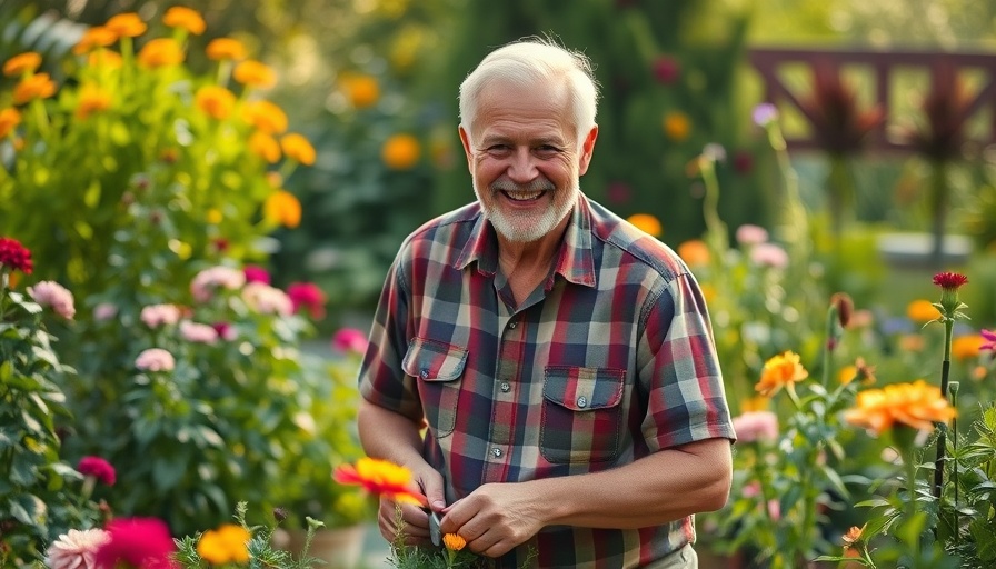 Senior man gardening for lifestyle changes to improve Alzheimer's disease.