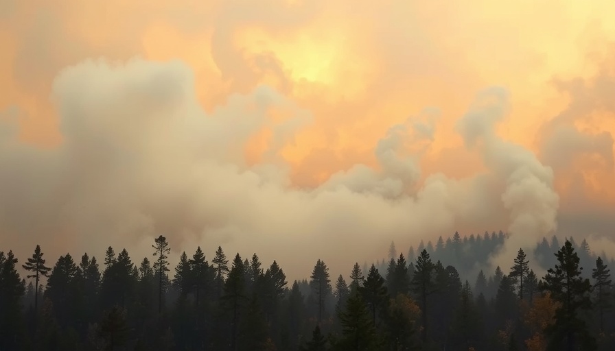 Smoke from wildfires engulfing trees, illustrating health impacts.