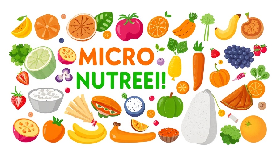 Colorful illustration of micronutrients for athletes with food items.