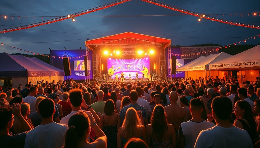 Cinematic photo of a lively concert crowd at DFW Events August 2025.