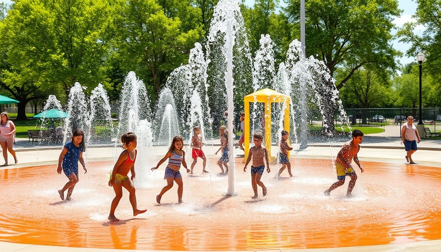 Children playing at splash pad highlighting swimming pool health crisis in DFW.