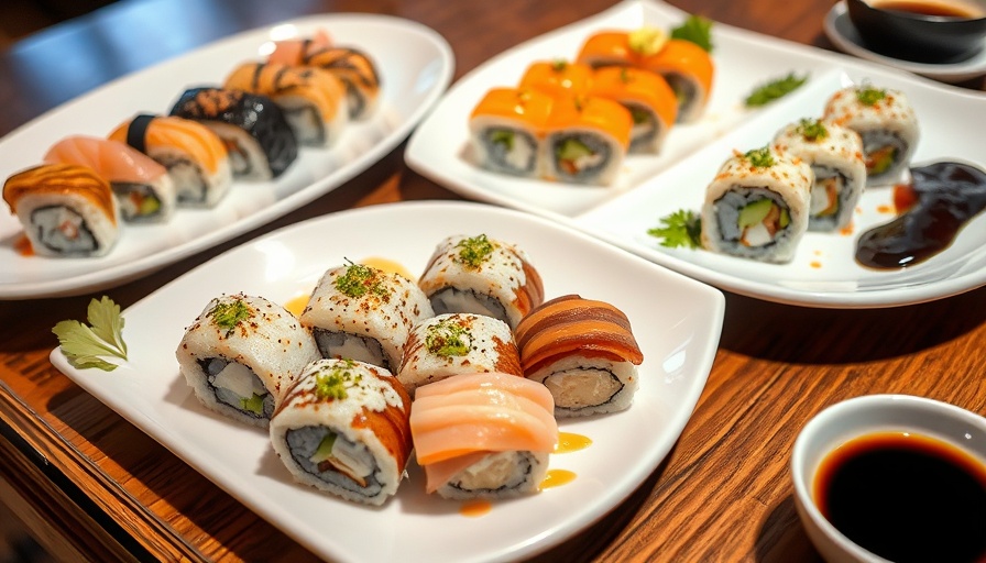Gourmet sushi arrangement emphasizing fresh ingredients, Sushi Regulations DFW.