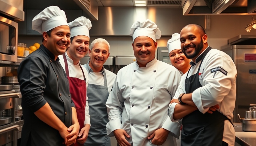 Chefs smiling in a professional kitchen at Shef Food + Wine Festival 2025.