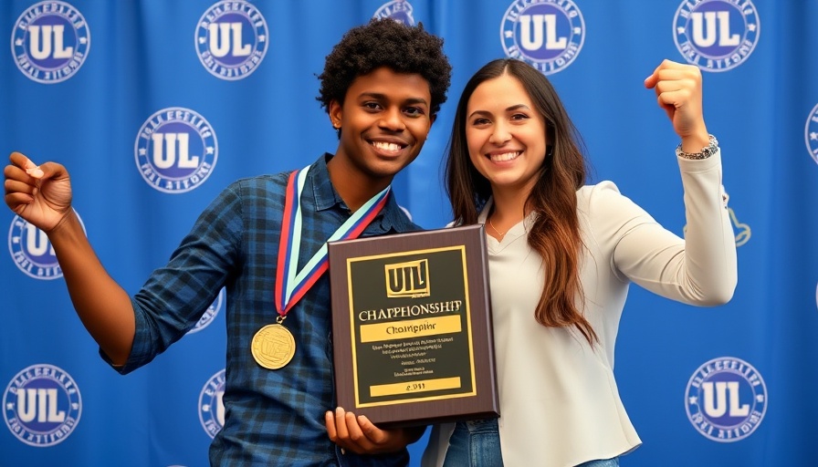 UIL Debate Championship winners proudly displaying their plaque.