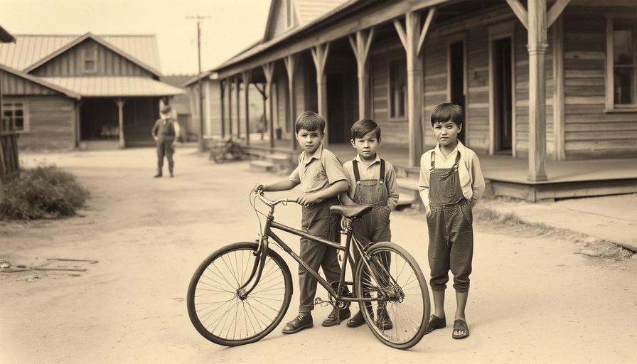 Historical image of young boys in Eagle Ford, vintage rural setting.