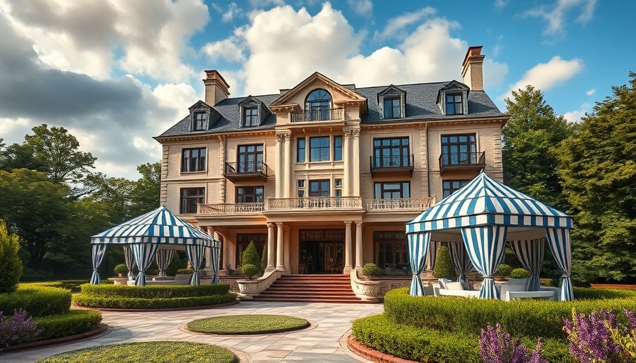 Elegant mansion at Kips Bay Decorator Show House Turtle Creek with pavilions.