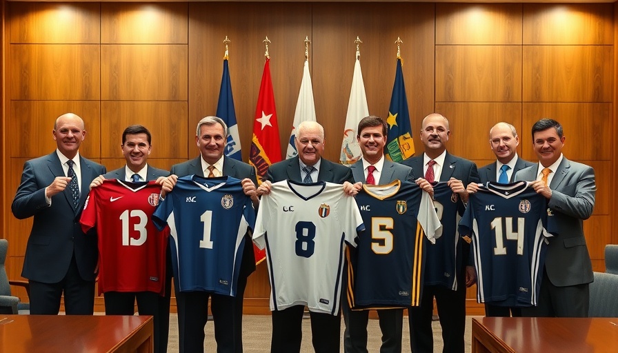 Officials holding jerseys at University Park Community Engagement with SMU