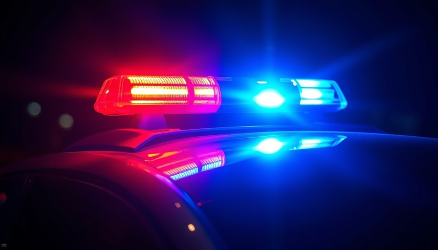 Flashing police lights in the night for Park Cities crime reports.