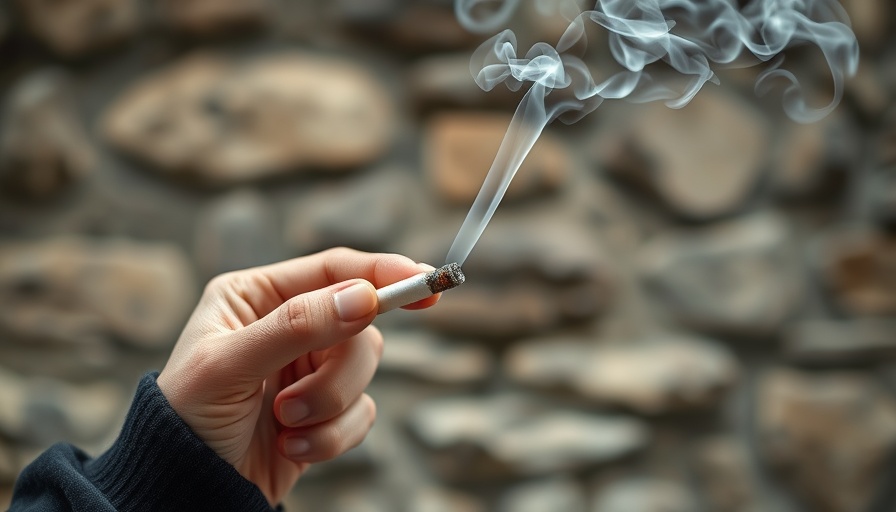 Close-up of hand with lit cigarette and smoke, CDC quit-smoking hotline shutdown.