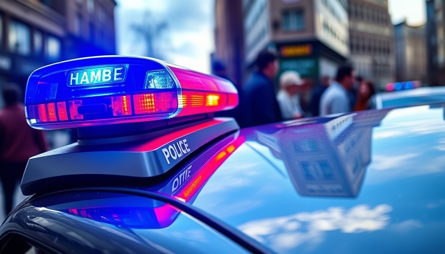 Police car with flashing lights on urban street in Preston Hollow.