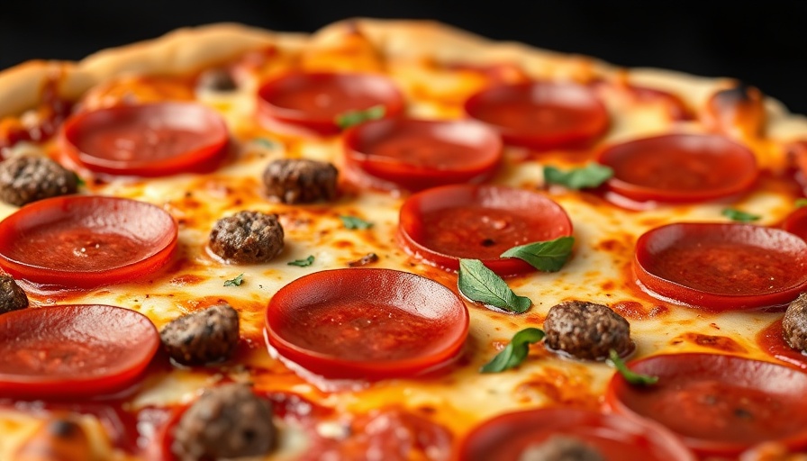 Close-up of delicious neighborhood pizza in Dallas with pepperoni and sausage