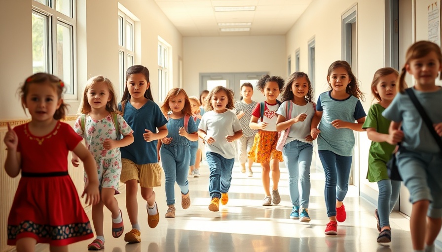Young children walking in school hallway, ADHD treatment focus.