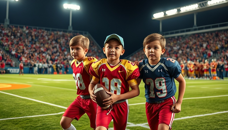 Newcomers to ESD Football players on field with crowd cheering.