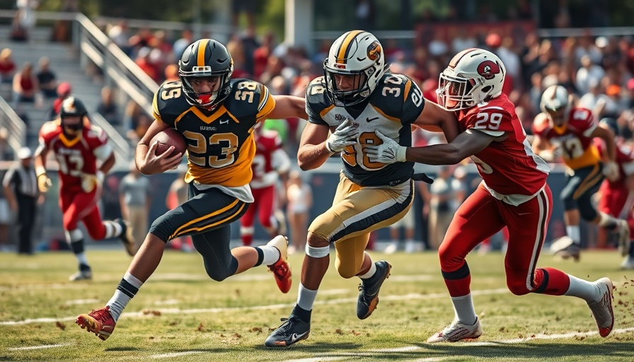 Texas high school football players in action during a game.