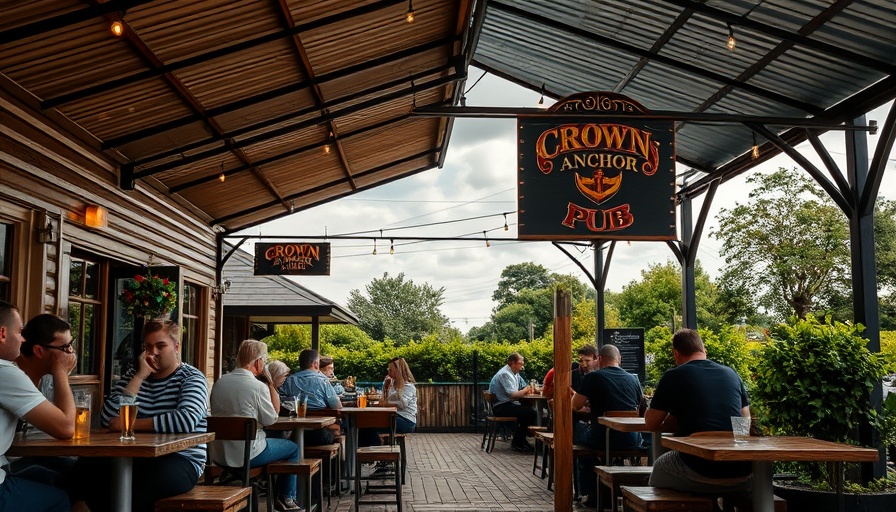 Charming outdoor seating at Crown & Anchor Pub in Austin.