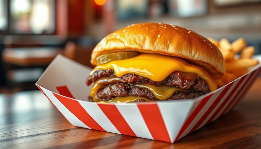 Herby’s Burgers Oak Cliff cheeseburger with pickles in tray