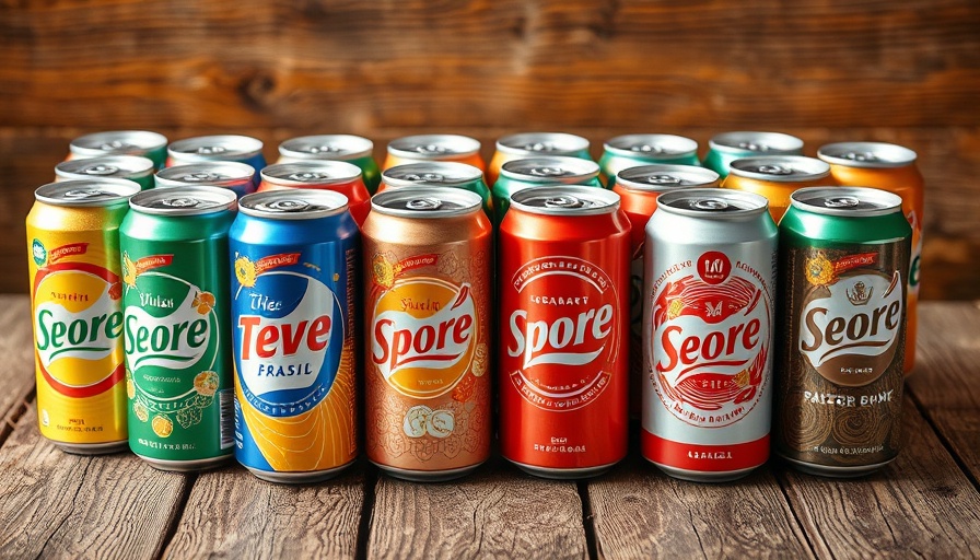 Assorted North Texas canned beverages on rustic surface.