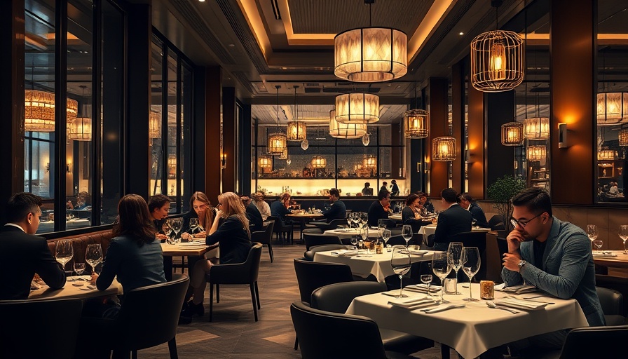 Sophisticated Dallas dining scene with patrons enjoying meals.