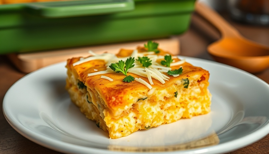 Vegan hash brown casserole with shredded cheese on plate.