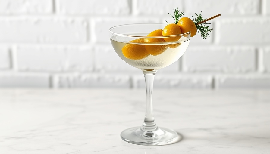 Elegant dill pickle martini in a textured glass.