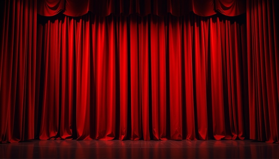 Red velvet theater curtains closed for 2025-26 Theatre Lineup in DFW.