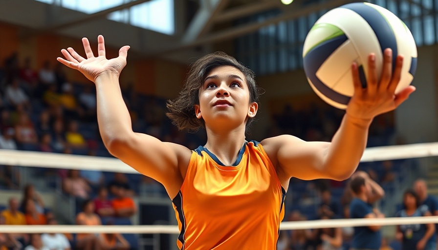 Wylie Volleyball Success At Arete Cup action shot, player serving in court.