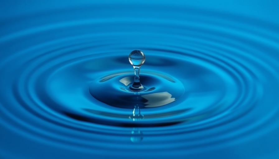 Droplet causes ripples in blue water during Dallas Water Utilities maintenance