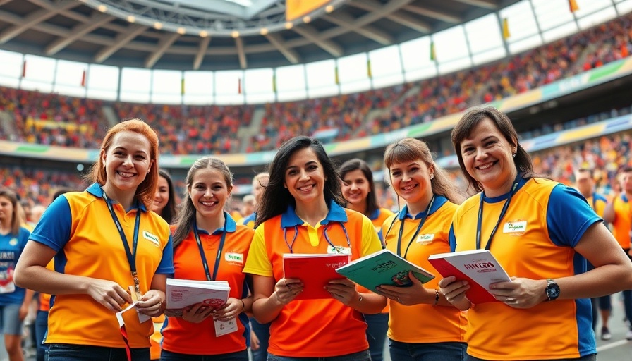 Volunteers at FIFA World Cup 2026 organizing event materials.
