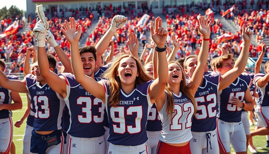 Wyoming Area Football Rallies team celebrating victory.