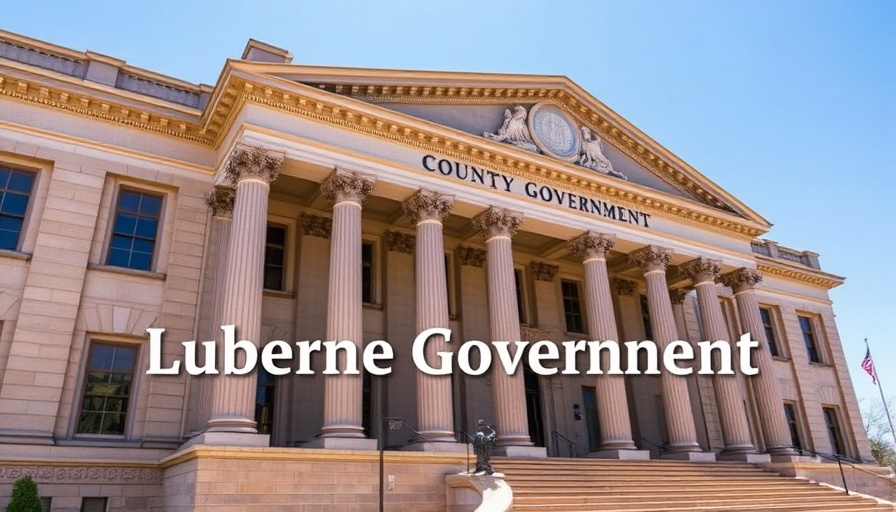 Luzerne County Government building facade with text overlay