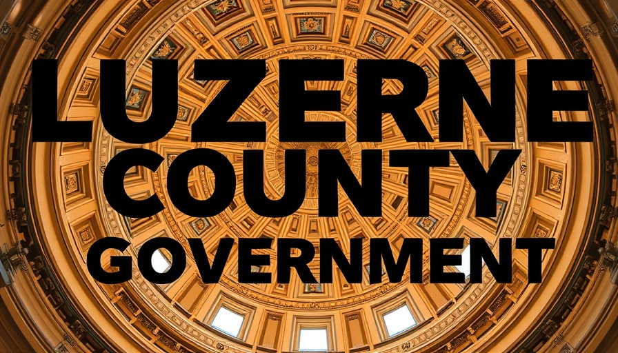 Luzerne County Government logo over dome, related to opioid commission town hall.