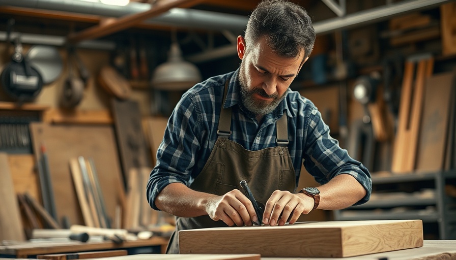 Artisan working on timeless furniture in a Dallas Fort Worth workshop.