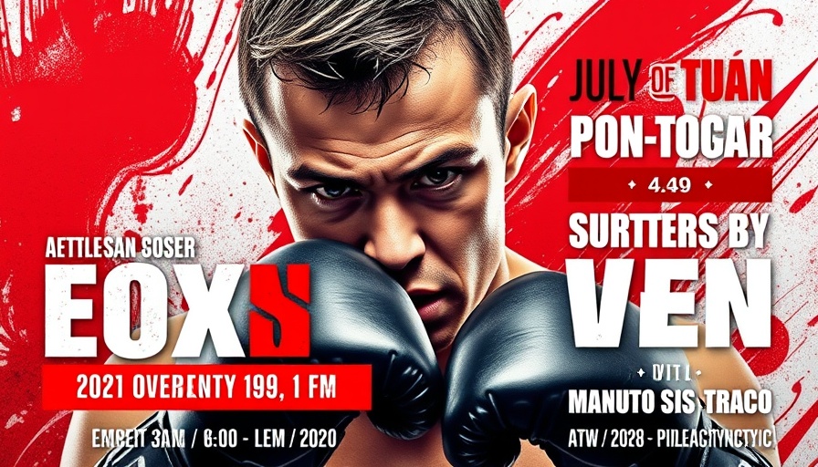 Guns & Hoses Boxing Tournament promotional poster featuring a young male boxer.