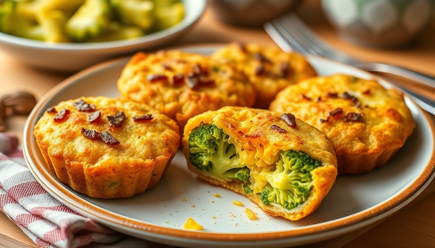 Tasty Broccoli Cheddar Egg Bites on plate with fork.