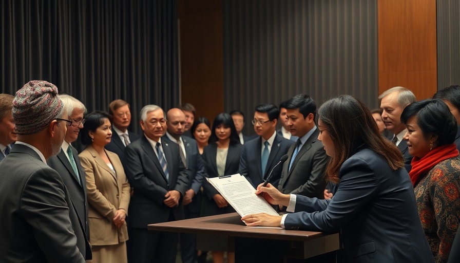 Formal ceremony: official signing document at event on prevention of religious discrimination in housing