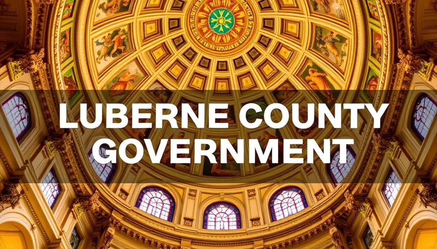 Luzerne County Government text over a decorative dome ceiling, responsible contractor ordinance.