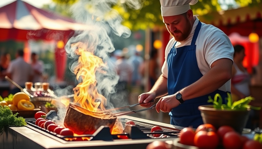 Chef grilling at 2025 Chefs for Farmers Food & Wine Festival Dallas.